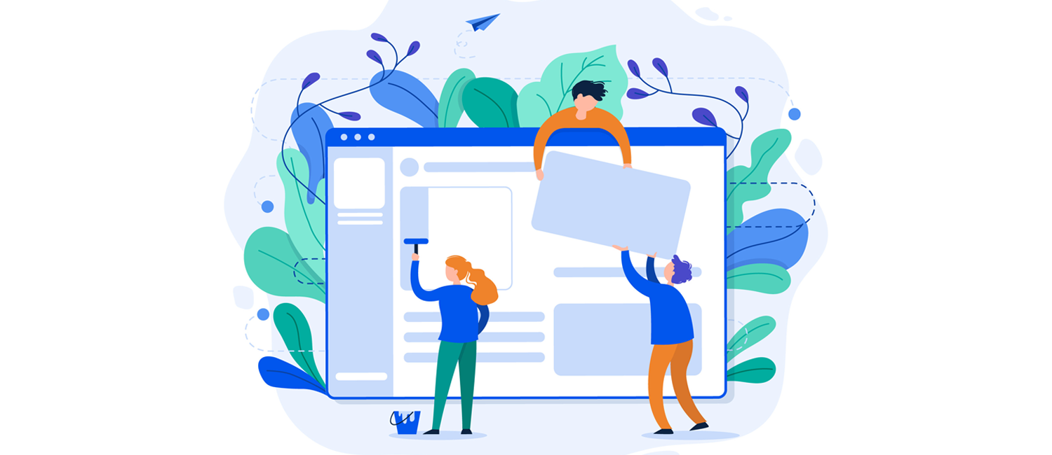 An illustration of several people working on designing a site.